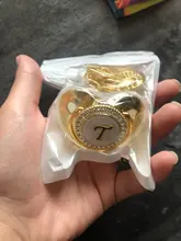 Chupete y chupete para bebé con 26 letras, sin BPA, de silicona, pezón infantil, dorado, ostentoso, Dummy Soother