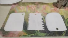 Cortador de masa para pasteles, espátula para raspador de crema de pastel, cortador de pasta, raspador de borde de dientes Irregular, 3 uds.