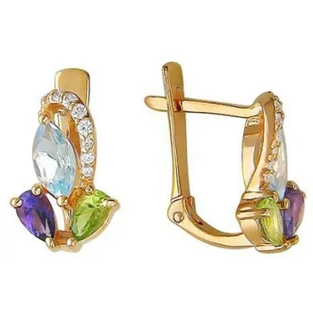 

Esthete earrings with scatter of colored stones in red gold