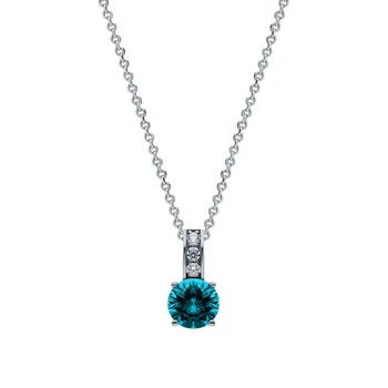 

Silver Pendant with cubic zirconia and Paraiba synthetic sunlight sample 925