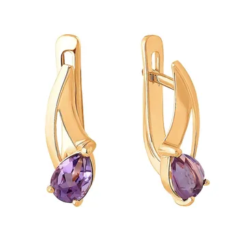 

Gold earrings with amethyst sunlight sample 585