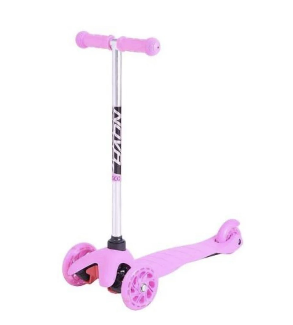 Самокат-кикборд Novatrack Discco-kids детск. PU св. колеса 120*90мм. нежно-розовый | Спорт и