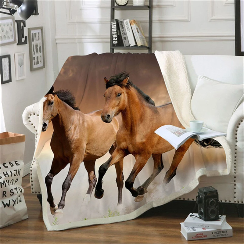 Плюшевое одеяло с принтом лошади, флисовое покрывало, покрывало для дивана, одеяло s для кровати, мягкое квадратное одеяло для пикника - Цвет: picture color
