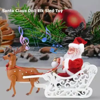 

Christmas Eelectric Santa Claus Elk Sled Toy with Music Electric Car Doll Toys Holiday Products Children Gifts Xmas Decoration