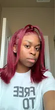 Recto Borgoña Bob corto parte de encaje pelucas de cabello humano 99J 13X2 T malla con división pelucas brasileñas 180% de densidad pelucas de encaje para las mujeres