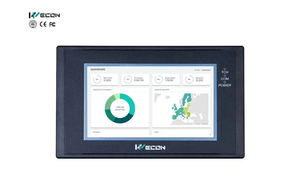 Wecon LEVI-2043E панель HMI небольшого размера связывается с большинством брендов ПЛК