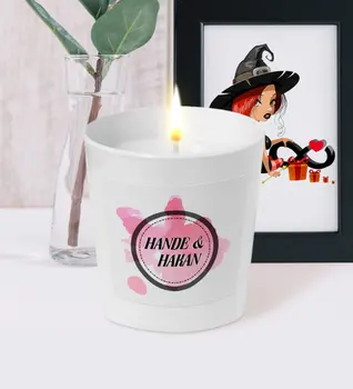 

Personalized White Glass Small Bowl Scented Candle (Model 3)