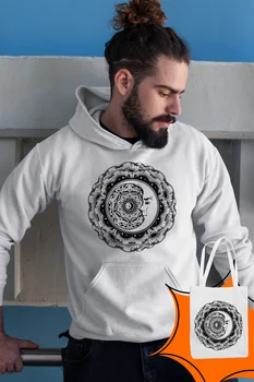

Angemiel Wear Motif Moon And Stars White Male Hooded Sweatshirt Bags Kombin