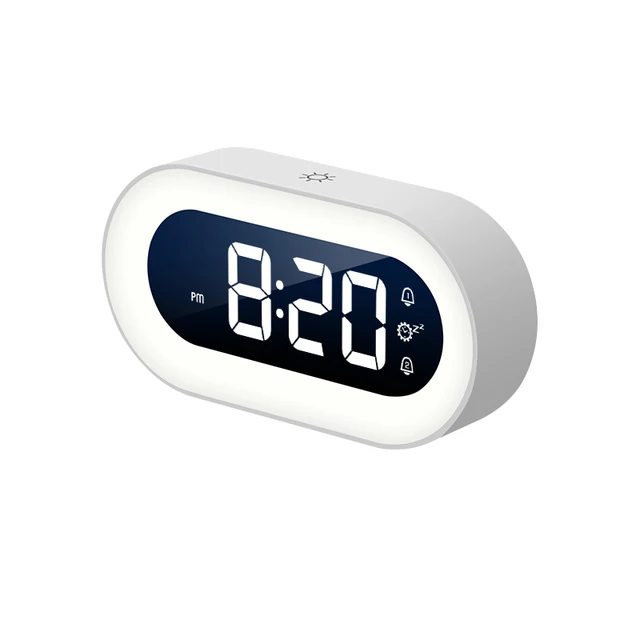 Mūzika LED digitālais modinātājs balss vadība nakts gaismas dizains galddatora pulksteņi mājas galda dekorēšana iebūvēts 1200 mAh akumulators_voghion.com