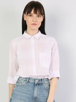 

Colins Woman Regular Fit Purple Long Sleeve Shirtfemale fashion shirt women,CL1042929