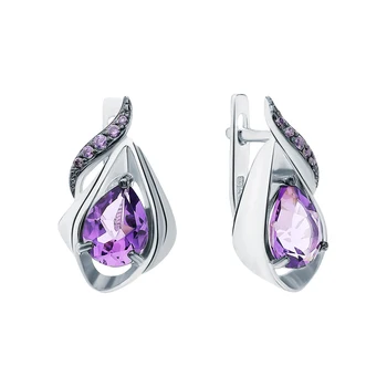 

Silver earrings with amethyst and cubic zirconia sunlight sample 925