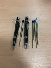 Mini Bolígrafo De metal de lujo con 2 recambios, bolígrafo portátil de 0,7mm con tinta azul y negra