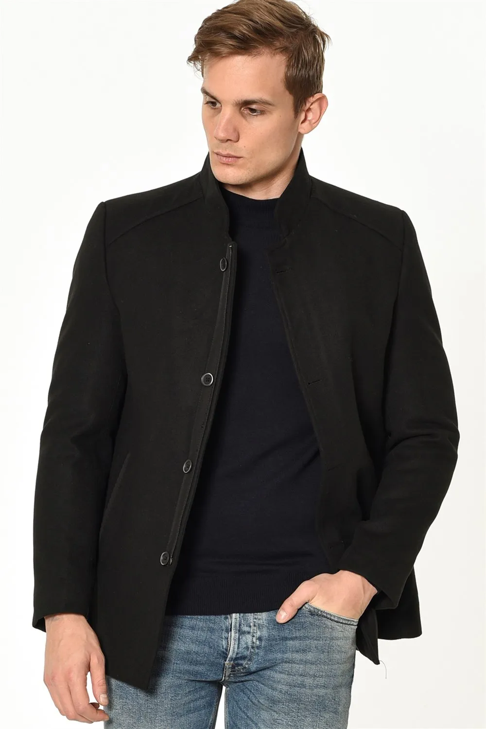 PLT8327 DEWBERRY пальто-черный | Мужская одежда