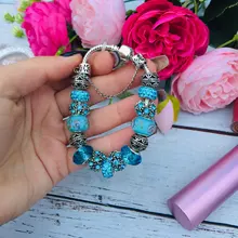 YADA INS Trendy Blue flower bead Bracelets&Bangles For Women flower Pulseira Feminina