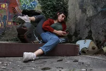 Viifaa-vaqueros de cintura alta para mujer, Vaqueros rectos informales con cremallera, color negro y azul, dos tonos, 2020