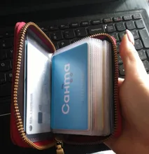 Mujeres/hombres tarjetero de negocios cartera funda rojo/Negro/gris/amarillo/azul/púrpura tarjeta de crédito funda, soporte 26 Bits Cartera de tarjeta con cremallera