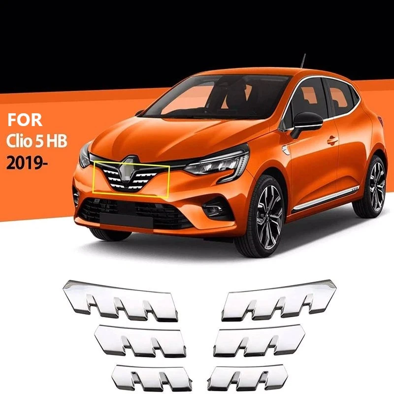 Rejilla delantera para Renault Clio 5 HB 2020 y poste, 6 piezas, accesorios de estilo cromado para coche, accesorios exteriores para cromado| - AliExpress