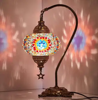

Turkish Mosaic Moroccan Table Lamp Vintage Art Handcrafted Glass Romantic Bed Light Night Lamparas Home Supplies Decoration