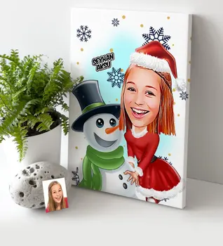 

Personalized Christmas Themed Lady Caricature Of Canvas table (30x50 cm.)-4