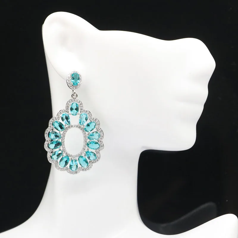 48x27mm Pretty Created 9 2g насыщенный Синий Аквамарин Белый CZ европейский стиль подарок