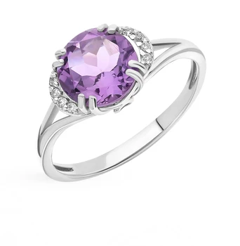 

Silver ring with amethyst and cubic zirconia sunlight sample 925