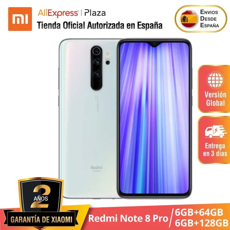 Xiaomi Redmi Note 8 Pro (64GB /128GB ROM con 6GB RAM Cámara de 64MP Android Nuevo Móvil) [Teléfono Móvil Versión Global para Esp Xiaomi Redmi Note 8 Pro (64GB /128GB ROM con 6GB RAM Cámara de 64MP Android Nuevo Móvil) [Teléfono Móvil Versión Global para Esp
