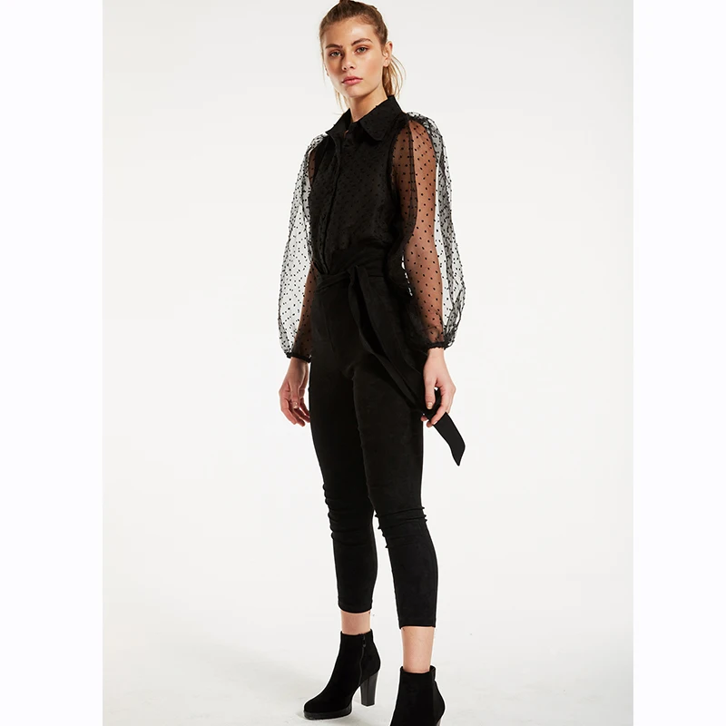 GREYMODA женская блузка Plumeti из органзы, сексуальные вечерние топы, женские модные блузки, зимние рубашки, Прозрачный женский стиль