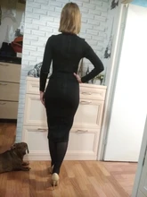 Dress Women Celebrity Bodycon Bandage Evening-Runway Long-Sleeve Midi Nude Black Winter