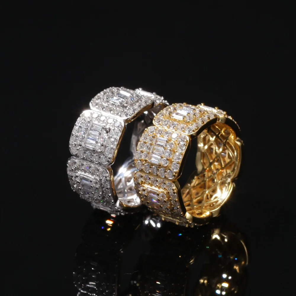 Hip hop men jewelry gold& silver stainless steel ring with men skull faucet titanium steel ring ice out Cuban for men
