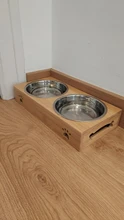 Drinking-Bowls-Combination Puppy TECHOME Bamboo-Frame Stainless-Steel/ceramic-Feeding