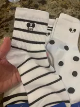 Disney-Calcetines informales para mujer, medias cómodas de algodón con dibujos de Minnie, Mickey, bordado