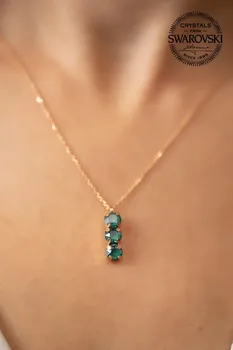 

3 Stones Swarovski woman necklace Rose 925 Silver