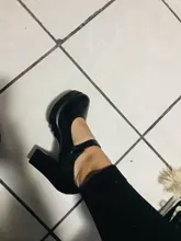 Zapatos de tacón alto cuadrados para mujer, plataforma con hebilla en la boca, zapatos de punta redonda, para primavera y verano