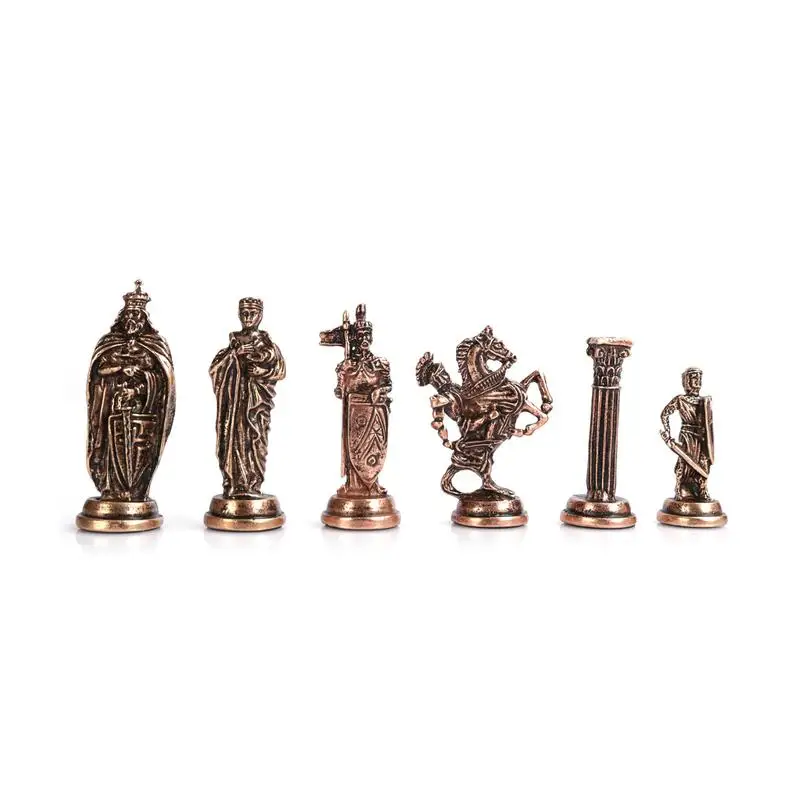 Royal British Army Antique Copper Metal Handmade Chess Pieces King 8 cm (Without Board Only 32 Pieces) | Спорт и развлечения