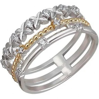 

Esthete ring with 12 cubic zirconia silver with gilding