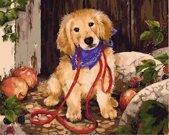 

Drawing on wood by numbers (24 colors) 30x40 cm "cute puppy" Red Cat awd3011
