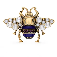 Серебряная брошь с фианитами и жемчугом SUNLIGHT проба 925