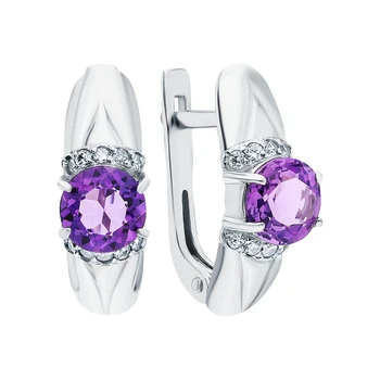 

Silver earrings with amethyst and cubic zirconia sunlight sample 925