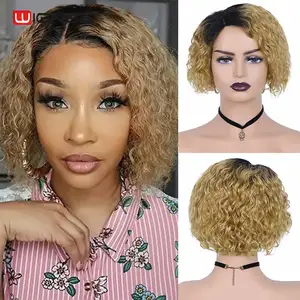 Wignee Short Curly Bob Wig Lace Part Human Hair Wig Pixie Cut Short Bob Curly Wig Pre-plucked Natural Hairline For Black Women