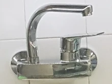 SOGNARE-grifo de cocina montado en la pared, mezclador de cocina de un solo Mango, Agujeros duales, rotación de 360 grados, caliente y Grifo de Agua Fría, D2203