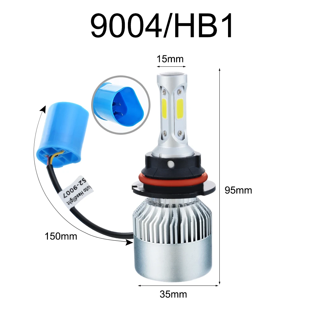 H7 H8/H9/H11 9005/HB3/H10 9006/HB4 9004/HB1 9012 9007/HB5 Автомобильные фары S2led супер яркие дальнего и ближнего света 2 лампы - Цвет: 9004-HB1