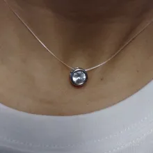 Gargantilla Simple para mujer, cadena Invisible, hilo de pescar transparente, gargantilla de diamantes de imitación de cristal, colgante en línea para el cuello