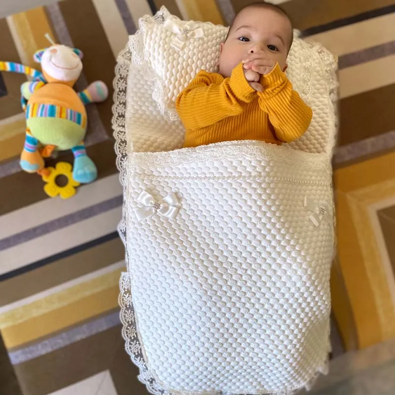 

For Newborn Baby Ribbon Pillow and Swaddle 2 Pcs Clothes Sleeping Bag Girls Boys Babies Envelope Super Soft Bed Blanket models