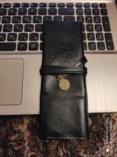 Nuevo estilo de cuero de la PU monedero bolsa de maquillaje Pem lápiz caso cosmético bolso Retro