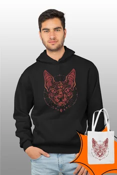 

Angemiel Wear Cosmic Pharaoh Cat Black Male Hooded Sweatshirt Bags Kombin
