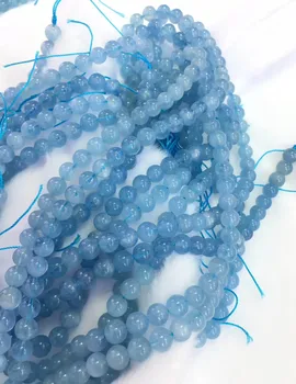 

AAA grade Aquamarine Genuine Bracelet ~ 16 Inches ~ 2-8mm Round Beads Transparent blue aqua jewelry