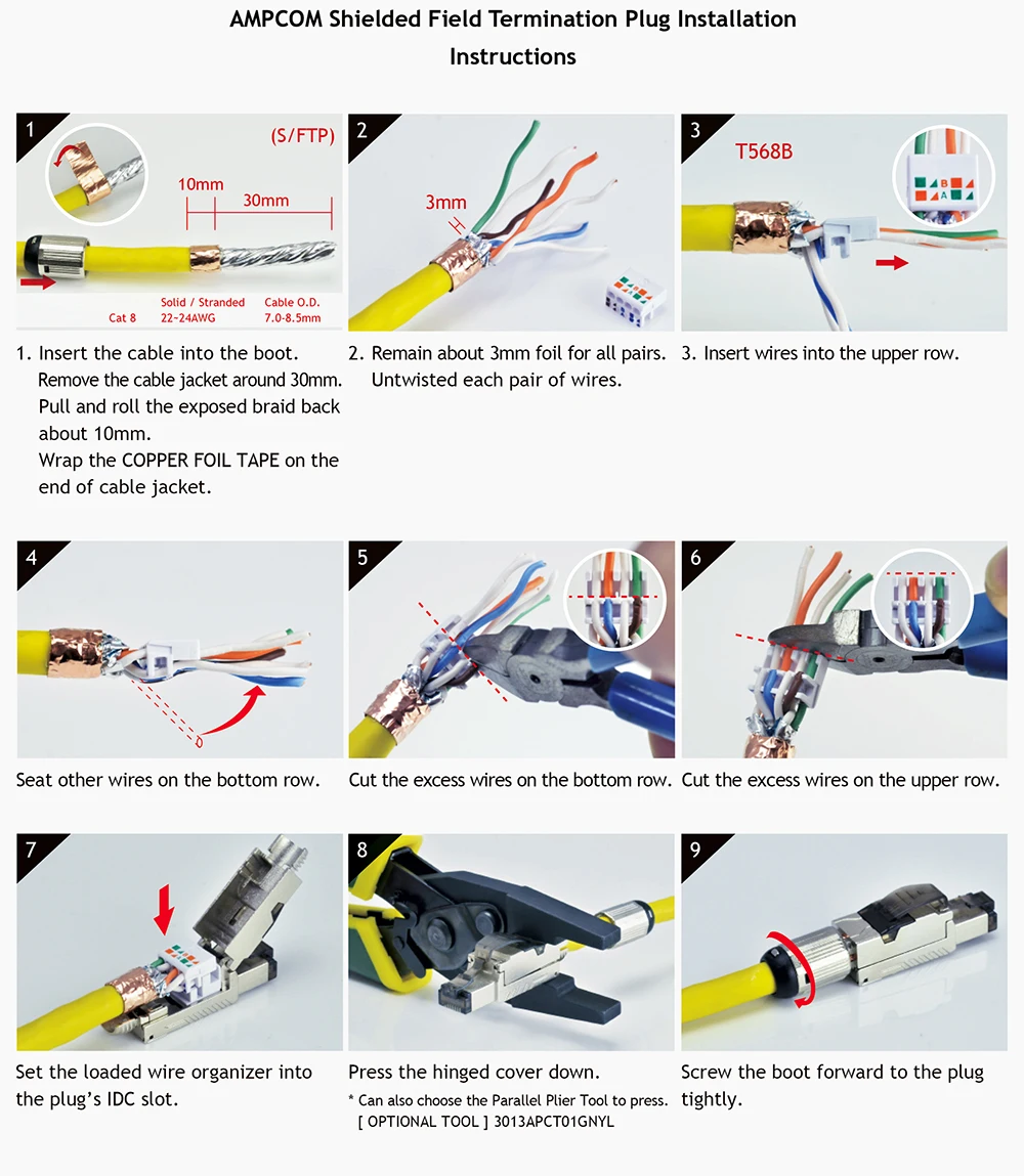 Conector RJ45 Ferramenta CAT8 STP Plugs Modulares