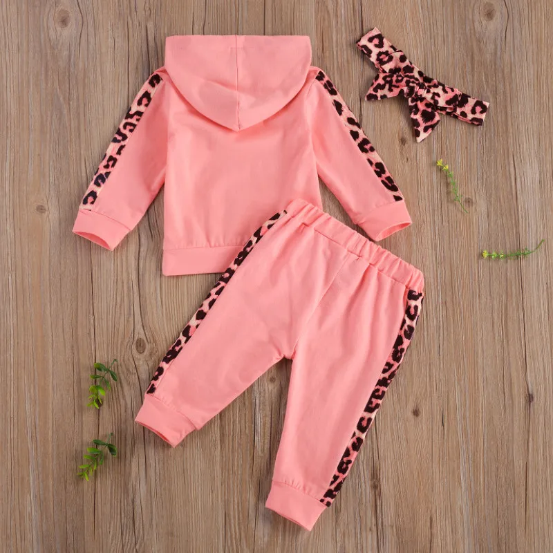 3PCS Baby Girl Leopard Tracksuit Set 4