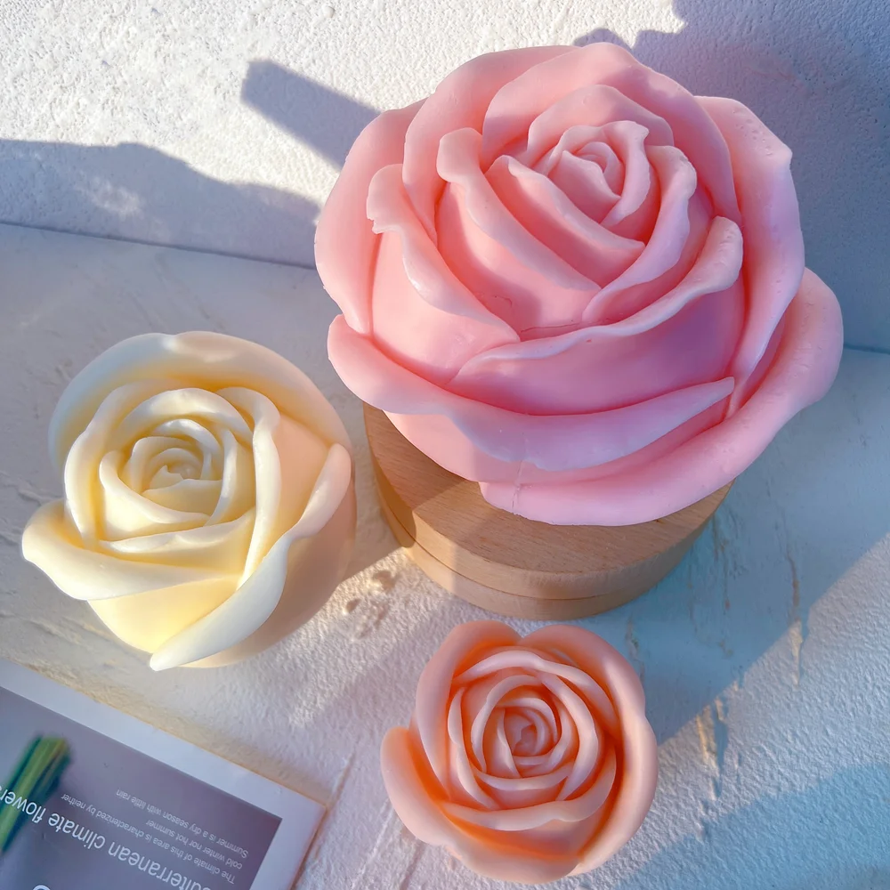 3 Sizes Rose Shaped Candle Mold Valentine's Day Gift Idea Flower Rose Ball Silicone Mold Home Decor Anniversary Gift