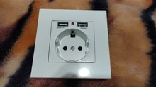 SRAN-toma de corriente de la UE, enchufe con puerto de carga usb 2.1A 16A, Panel de PC blanco 86mm * 86mm, toma de pared de Rusia y España
